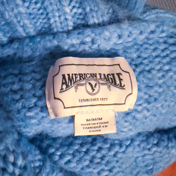 Chunky Soft Robin's Egg Blue Boxy Turtleneck Sweater Size Medium Cozycore - Picture 6 of 9